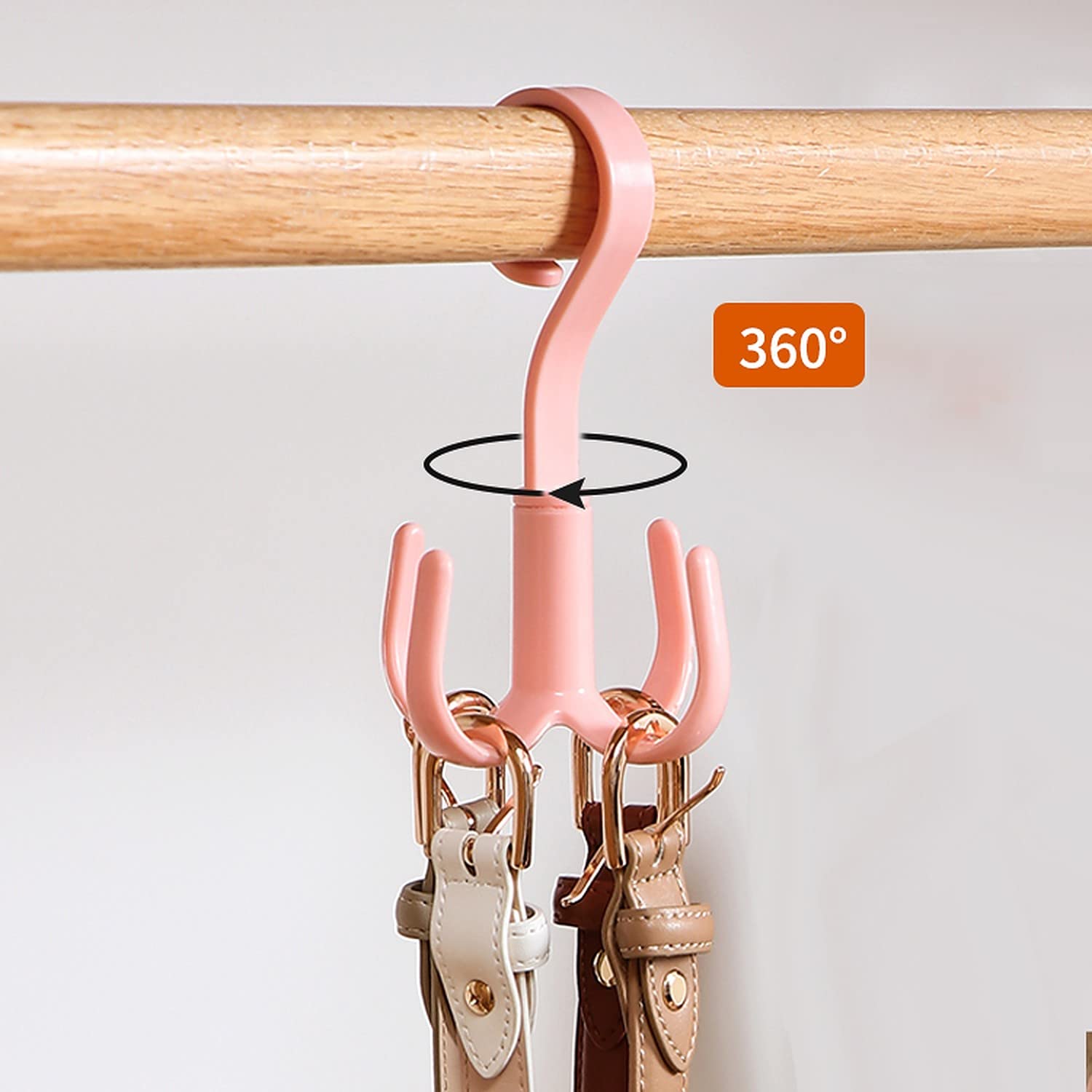 Wolpin Clothes Hanger Wardrobe Storage Organizer Rack (Set Of 3 Pcs) 360 Degree Rotating Cloth, Bag, Scarf Coat Claw Hook Hanger